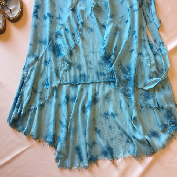 Beulah Anthropologie Boho Tie Dye Hi Lo Ruffle Detailing Wrap Skirt New - Picture 6 of 12